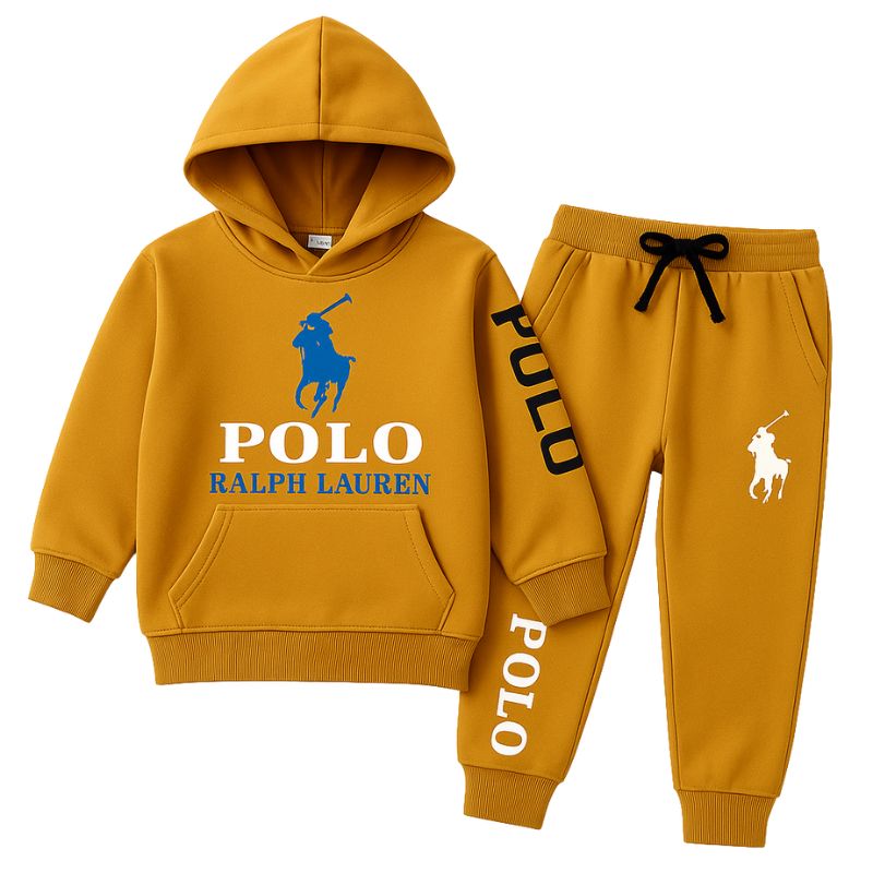 Polo Ralph Lauren – Hoodie & Trouser Tracksuit for Baby Boys| Mustard | 1-4 Years 1 Mustard polo ralph lauren Hoodie & Trousers Tracksuit