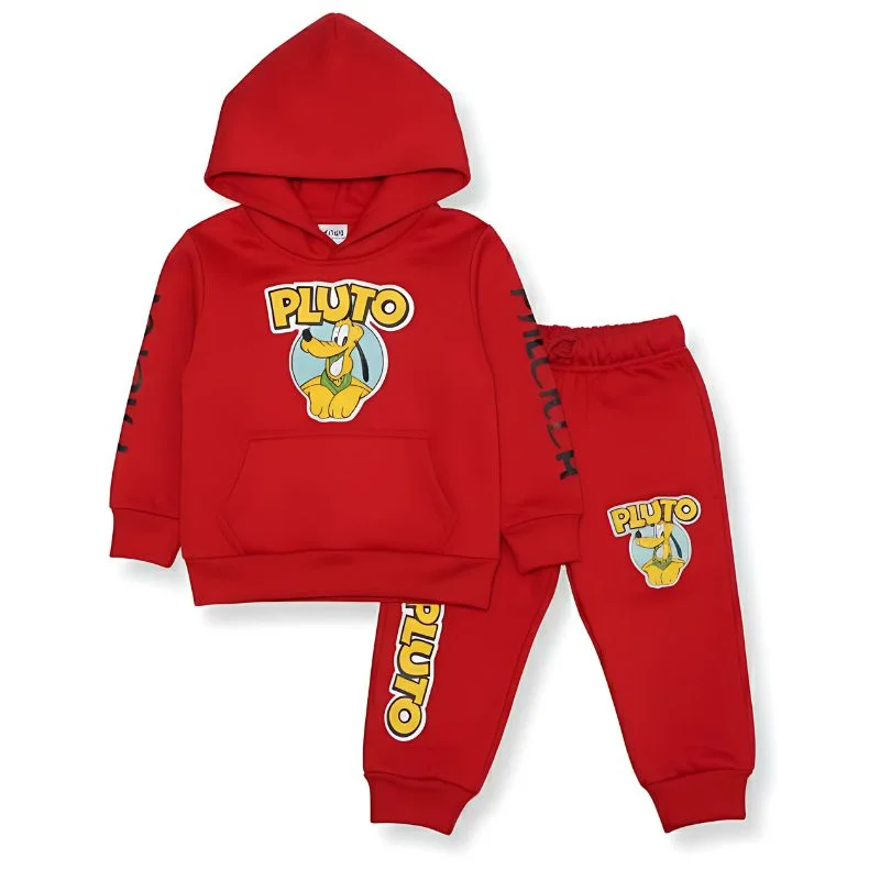 Pluto Unisex Hoodie & Trousers Set Baby Boy & Girl - Red | 1-4 Years 1 Pluto Red Hoodie & Trousers Tracksuit Set