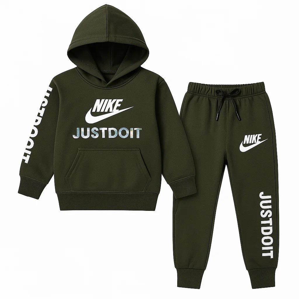 Nike Hoodie & Trousers Tracksuit Set for Baby Boys - Green | 1-4 Years 1 Nike Green Hoodie & Trousers Tracksuit Set