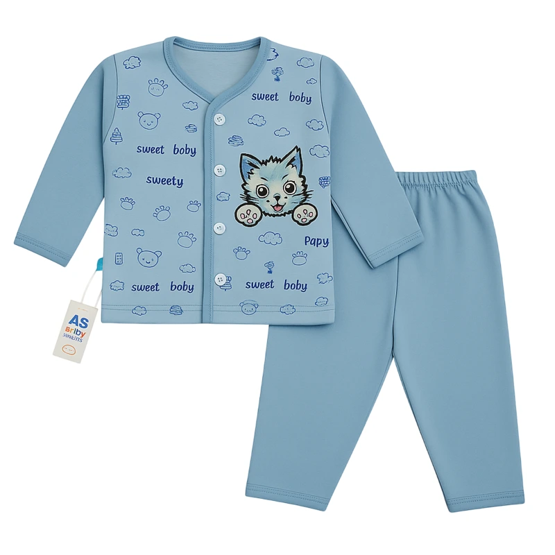 Newborn Baby Clothing Set – Soft & Cozy Shirt and Trousers | Blue | Unisex 1 Newborn Blue baby set shirt and trouser