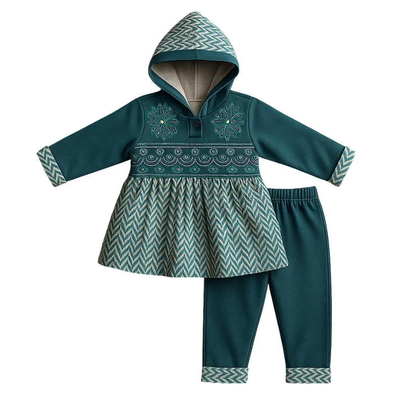 Hoodie & Trouser for Baby Girls| Blue | 1-4 Years 1 Zinc Frock Hoodie & Trouser Set