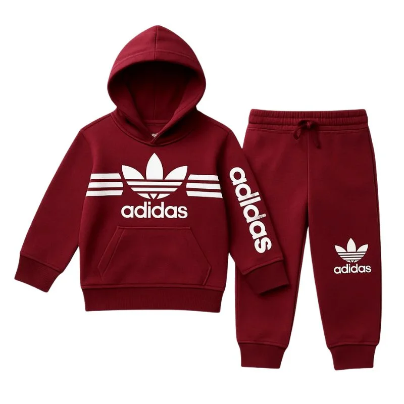 Adidas Hoodie & Trousers Set Tracksuit for Baby Boys - Maroon | 1-4 Years 1 Maroon Adidas Hoodie & Trousers Tracksuit