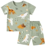 Baby Boy Dinosaur Outfit – Soft Cotton Summer T-Shirt and Shorts Set
