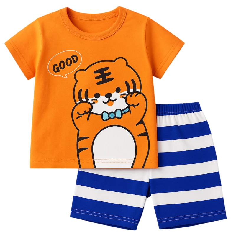 Adorable Baby Tiger Print Summer Outfit – Orange T-Shirt & Blue Striped Shorts Set 1 ChatGPT Image Jun 8 2025 10 16 24 AM Photoroom Baby Brisk