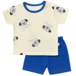 Adorable Puppy Print Baby Summer Outfit – Soft Cotton 2-Piece Set for Boys & Girls