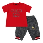 Red Gucci T-shirt and Shorts for baby Boys