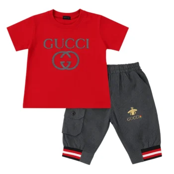 Red Gucci T-shirt and Shorts for baby Boys