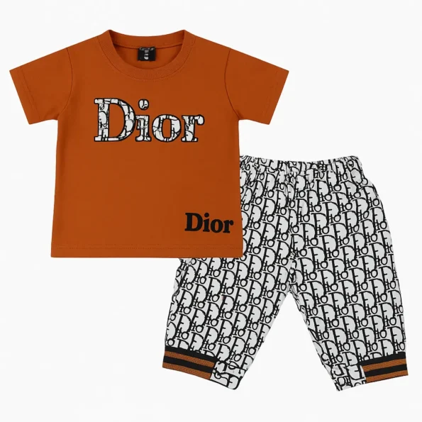 Toddler Boys' Soft Cotton Outfit – Breathable Summer T-Shirt and Shorts Set (1–4 Years) 1 Dior T-shirt and Shorts for baby Boys