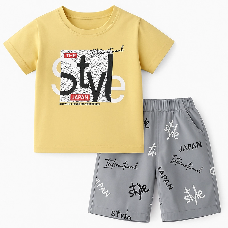 Trendy Baby Boy Summer Outfit – “Style Japan” Graphic Tee & Shorts Set 1 Untitled 1 4 Baby Brisk
