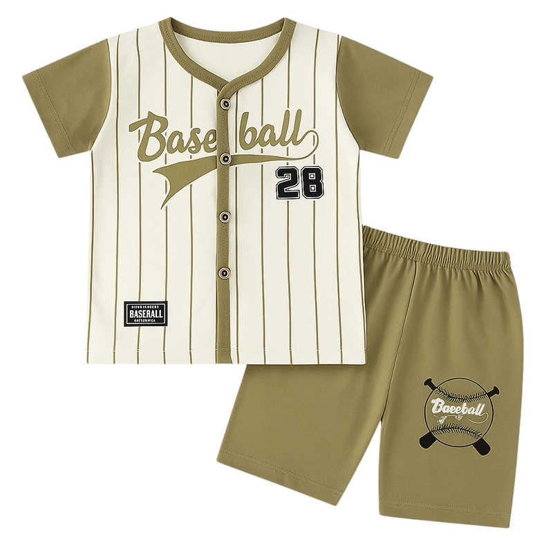 Baby Boy Baseball Jersey Outfit – Olive Green 2-Piece Summer Set with Button-Up Top & Shorts 1 Untitled 12 1 Baby Brisk