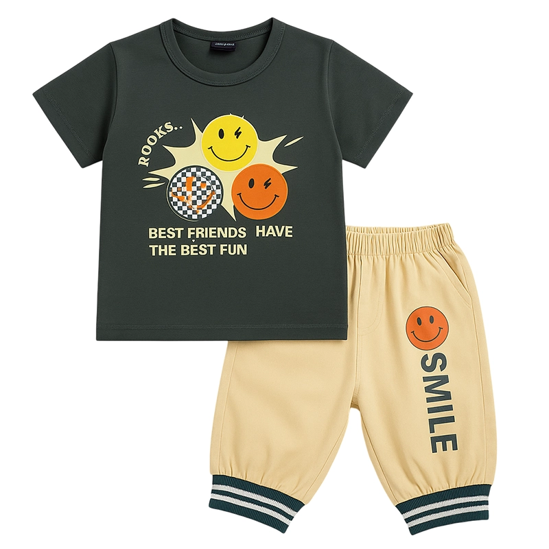Happy Vibes Baby Boy Outfit – Smiley Graphic Tee & Comfy Shorts Set 1 Untitled 3 4 Baby Brisk