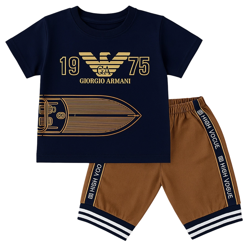 Navy & Brown Baby Boy Outfit – Bold Boat Graphic Tee and Athletic Shorts Set 1 Untitled 5 1 Baby Brisk