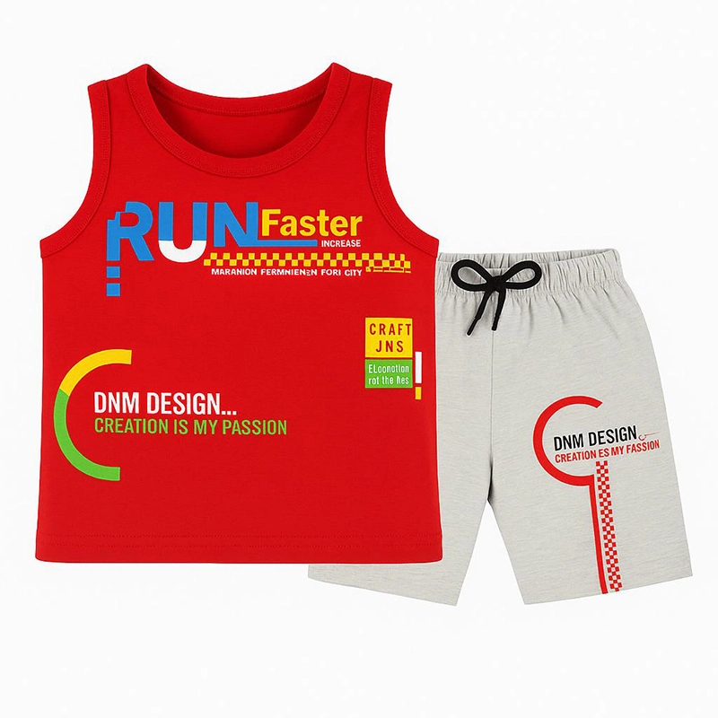 Bold Red & Grey Sleeveless Baby Boy Summer Set – "Run Faster" Graphic Tank & Shorts 1 Untitled 6 1 Baby Brisk