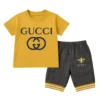 Soft Cotton Toddler Outfit – Summer T-Shirt and Shorts Set for Boys, Ages 1 to 4 2 Yellow Gucci T-shirt and Shorts for baby Boys