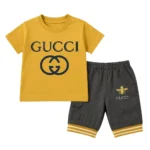 Yellow Gucci T-shirt and Shorts for baby Boys