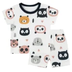 Unisex Baby Animal Face Print Set – Soft Cotton Summer T-Shirt and Shorts