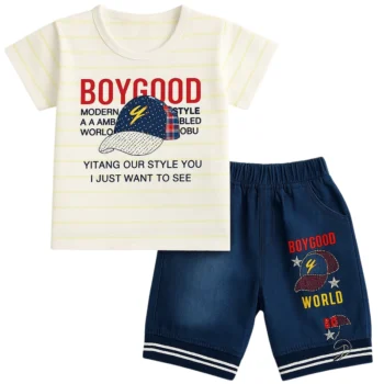 Boy good T-Shirt and Shorts White and Blue