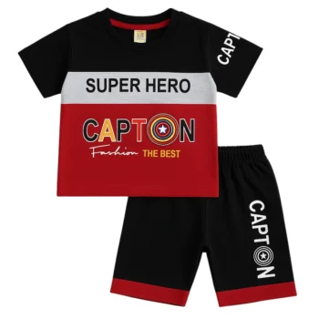 Capton T-Shirt and Shorts Red and Black