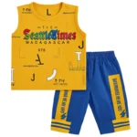 Madagascar Sleeveless T-Shirt and Shorts Golden Yellow - Blue