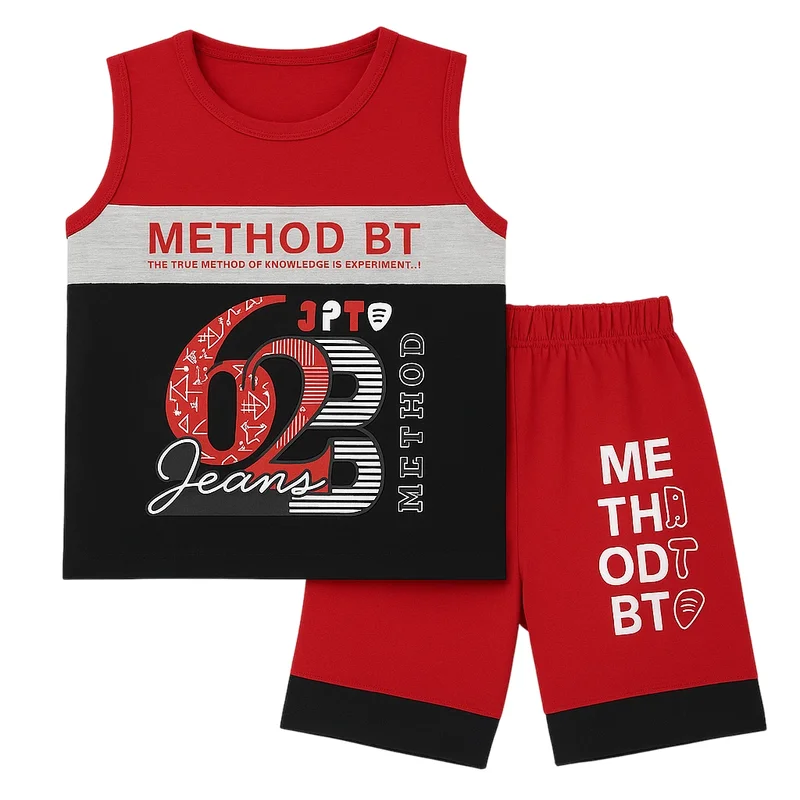 Method BT Sleeveless Kids T-Shirt & Shorts Set – Red | Ages 1–4 Years 1 Method BT Sleeveless T-Shirt and Shorts