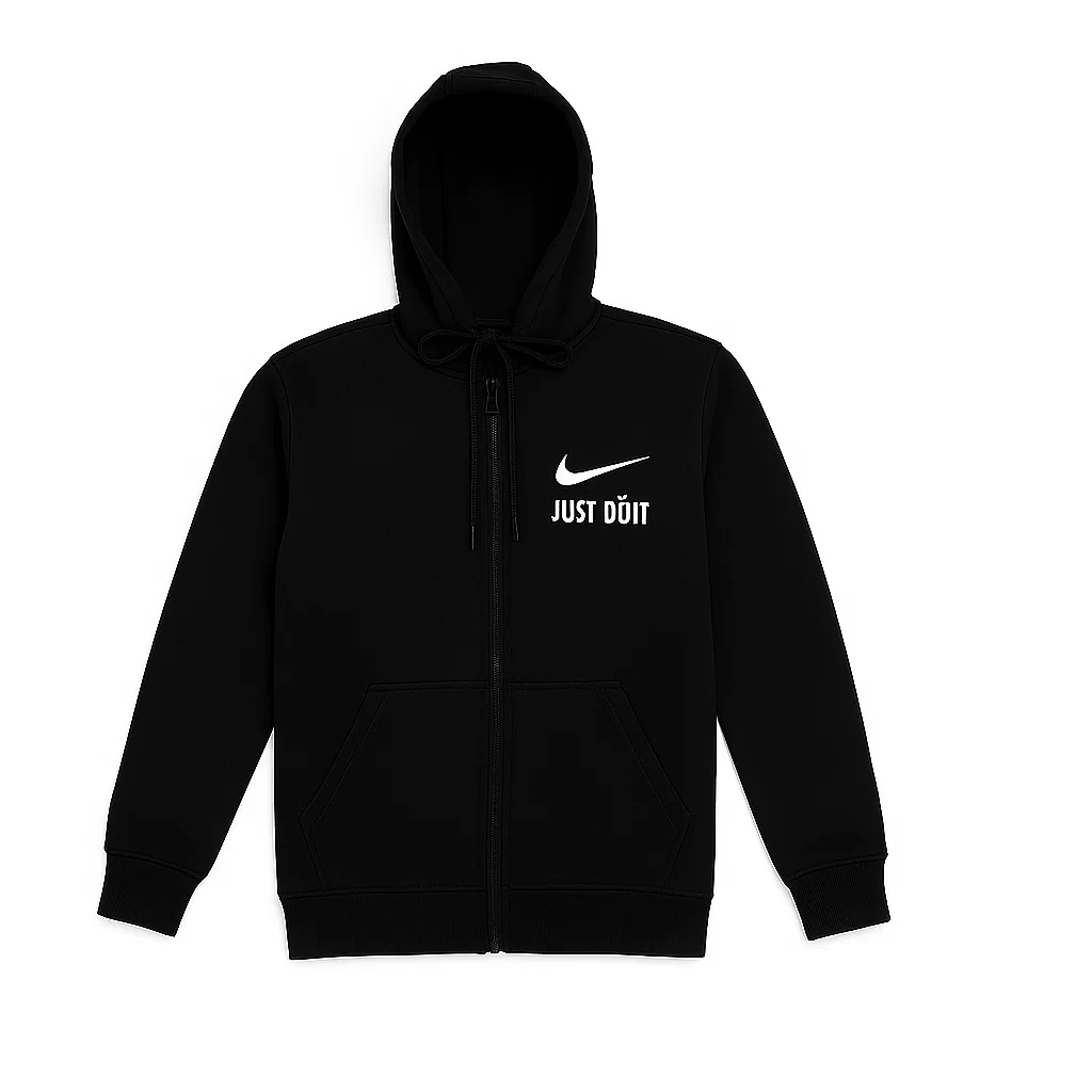 Black “Just Do It” Hoodie and Trouser Set – Unisex Sportswear Tracksuit